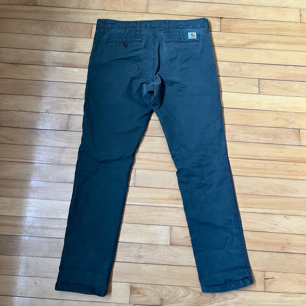 Carhartt WIP Sid Pant Mens 34 x 32 Dark Green Slim Tapered Chino Trousers - Picture 3 of 8